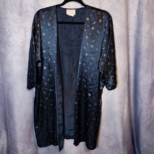 Angelique Vintage Celestial Sun & Moon Satin Robe Kimono